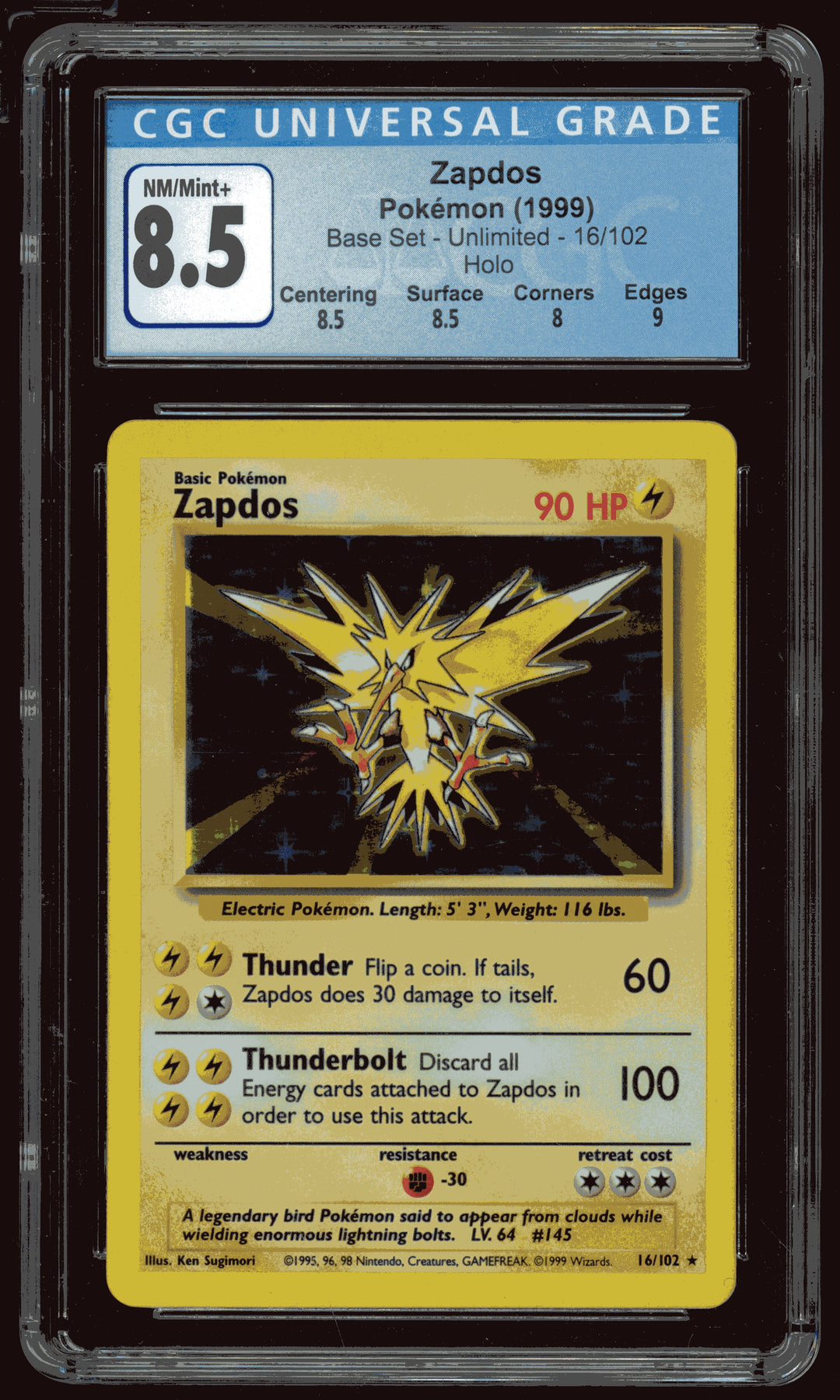 Zapdos CGC 8.5 (Base Set)