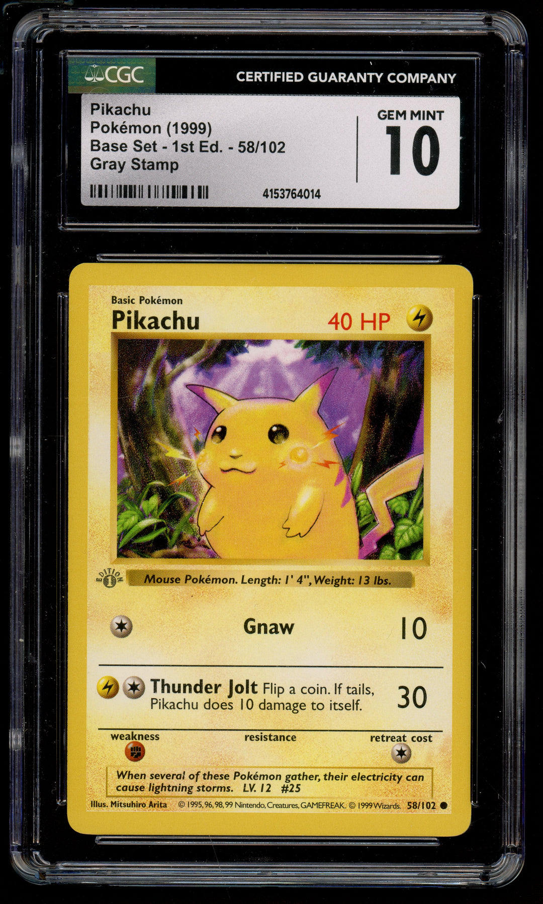 Pikachu CGC 10 (Shadowless 1st Edition)