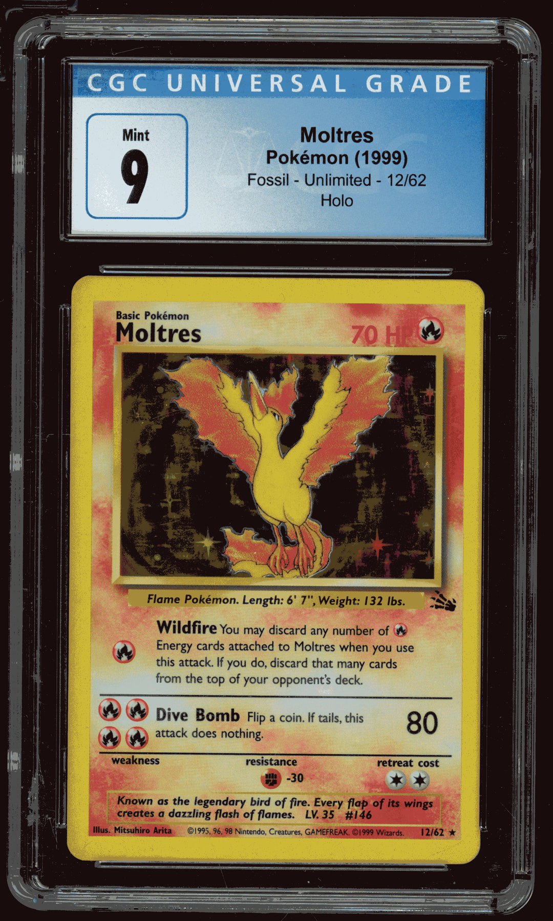 Moltres CGC 9 (Holo Fossil)