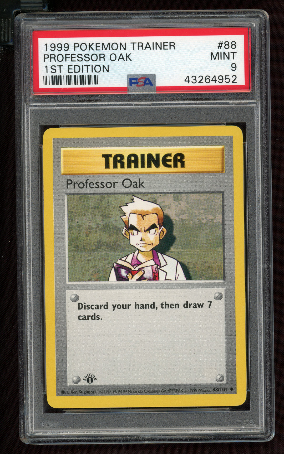 Professor Oak PSA 9 (Shadowless 1st Edition)