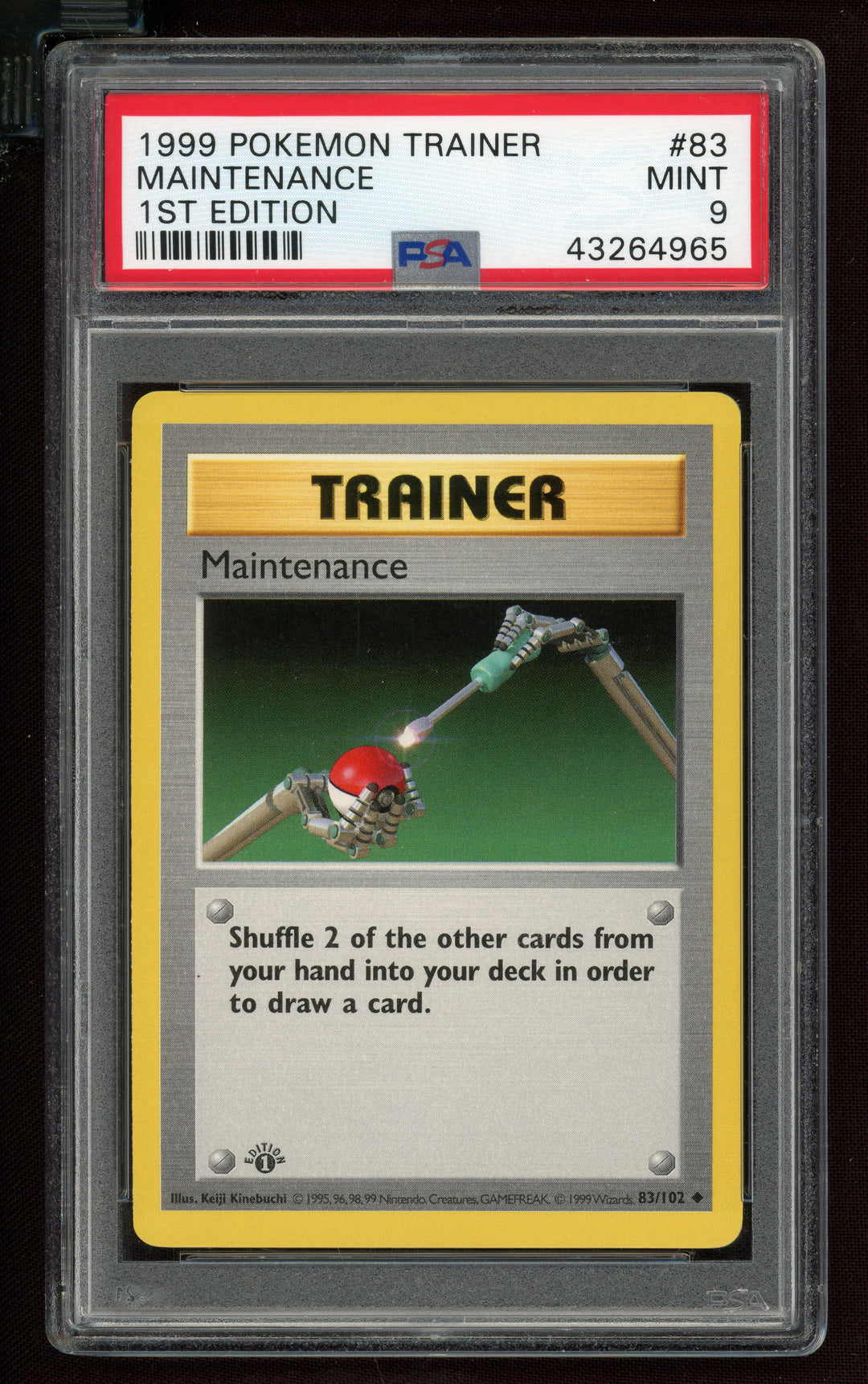 Maintenance PSA 9 (Shadowless 1st Edition)