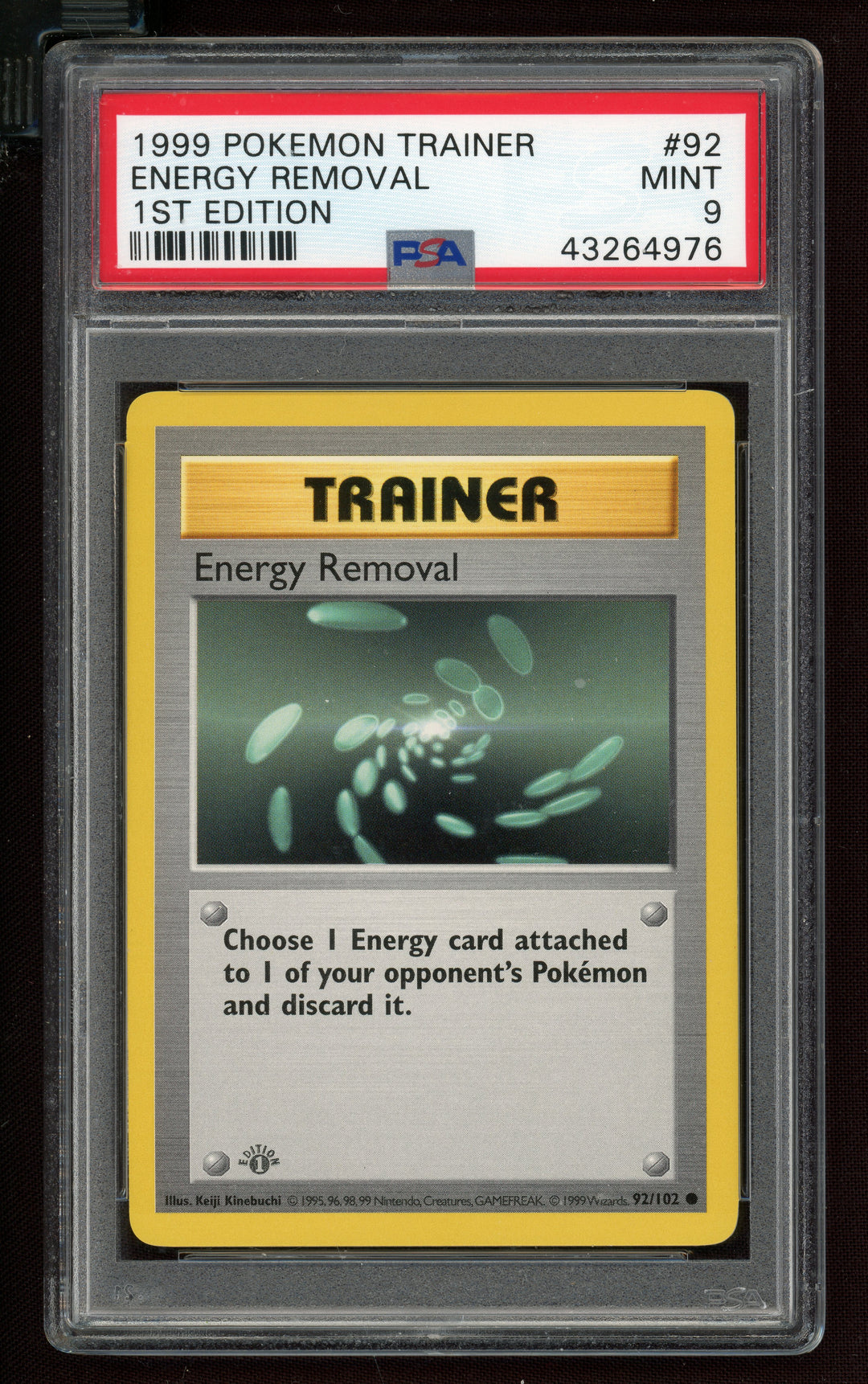 Energy Removal PSA 9 (Shadowless 1st Edition)