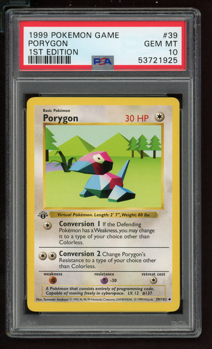 Porygon PSA 10 (Shadowless 1st Edition)