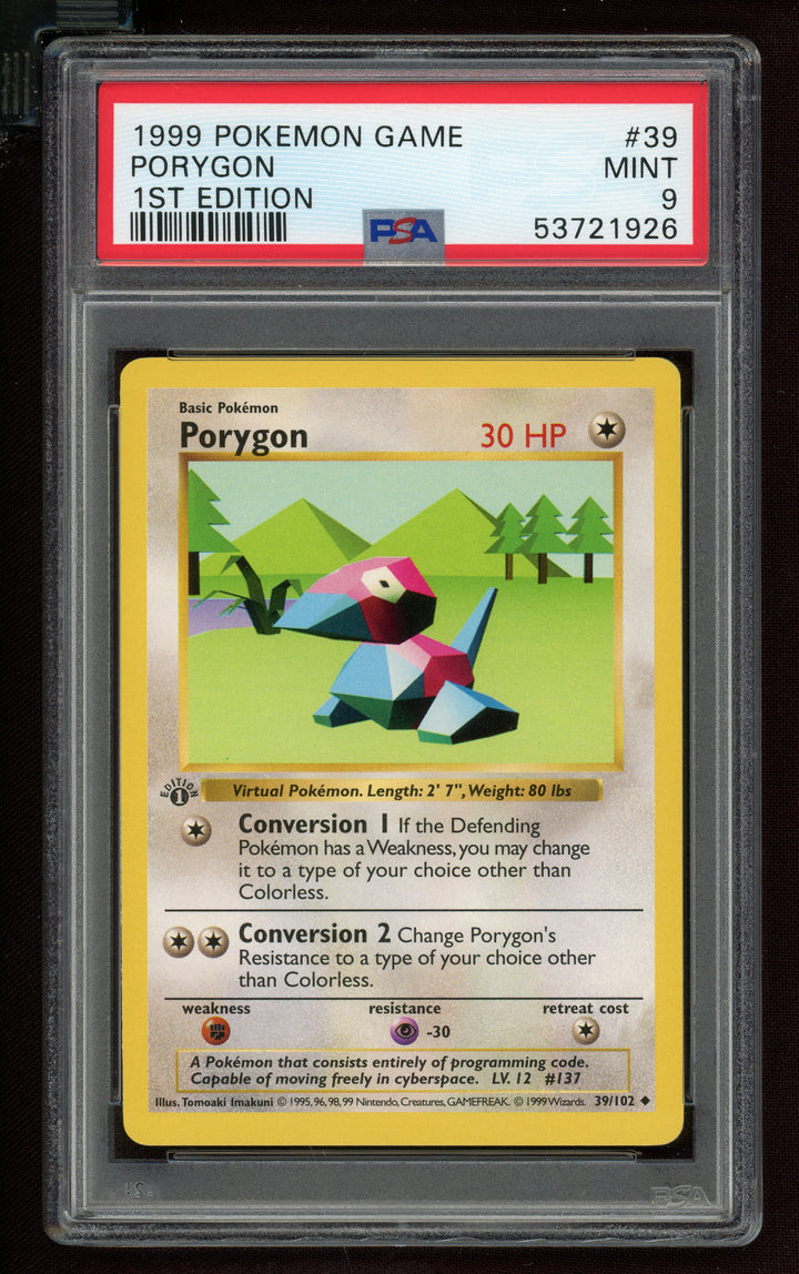 Porygon PSA 9 (Shadowless 1st Edition)