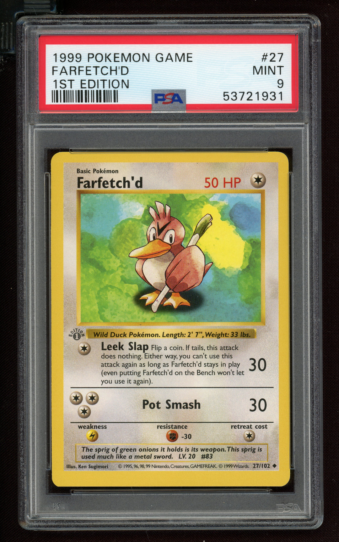 Farfetch'd PSA 9 (Shadowless 1st Edition)