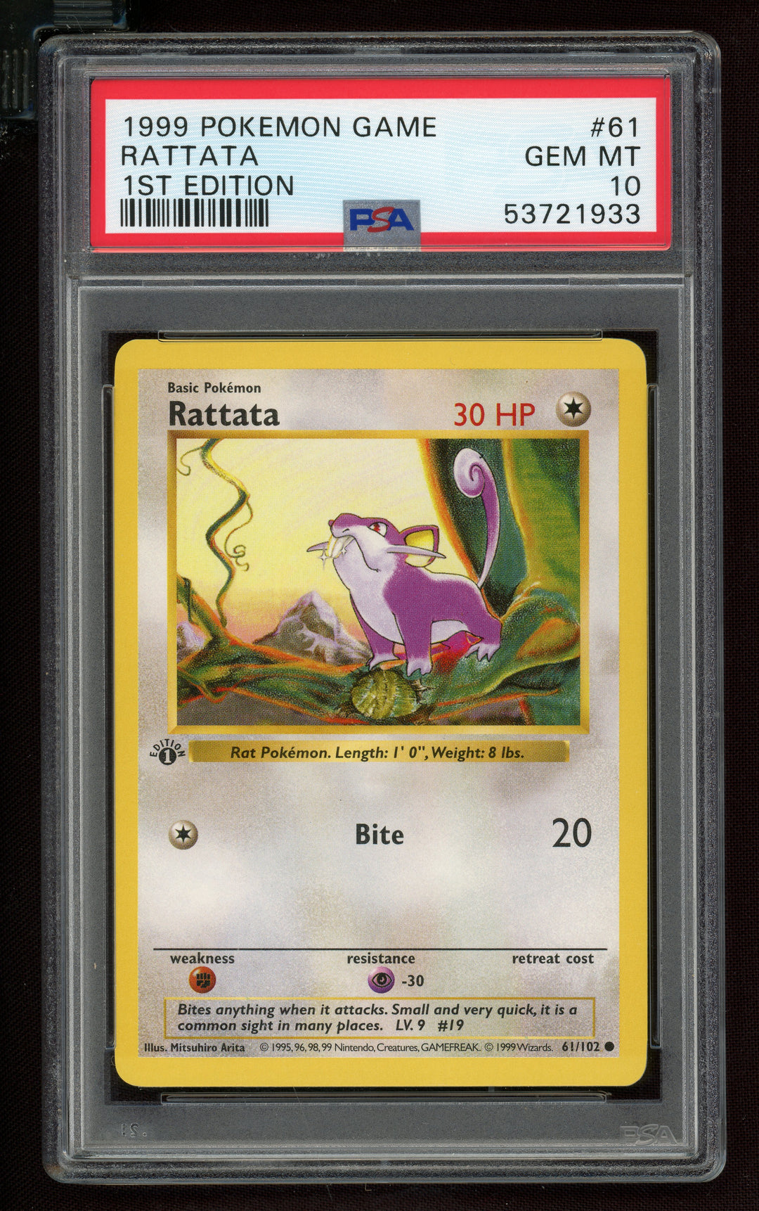 Rattata PSA 10 (Shadowless 1st Edition)