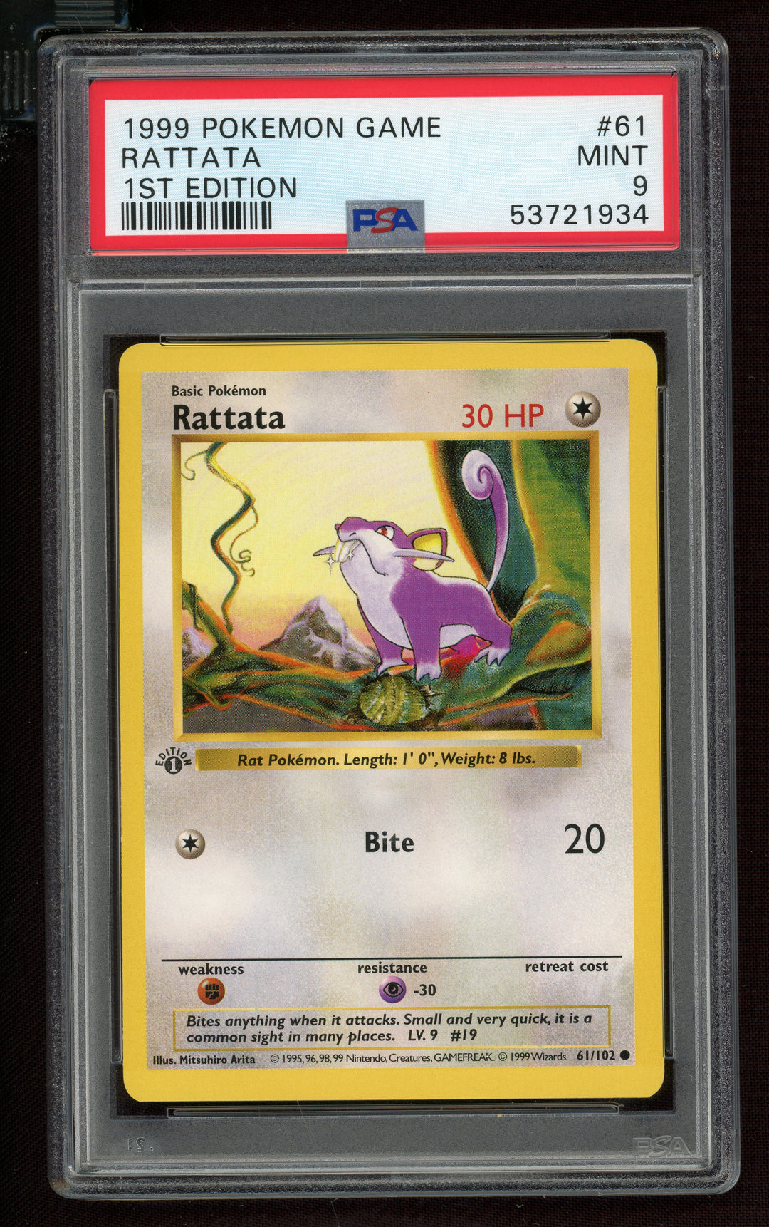 Rattata PSA 9 (Shadowless 1st Edition