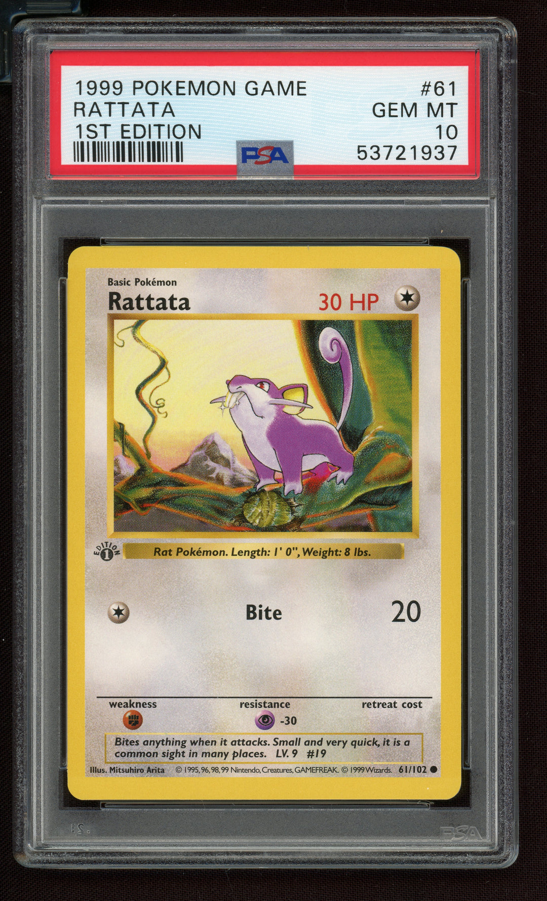 Rattata PSA 10 (Shadowless 1st Edition)