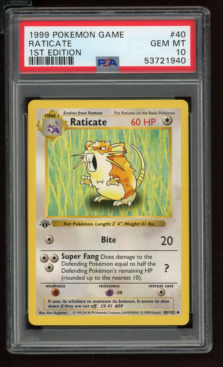 Raticate PSA 10 (Shadowless 1st Edition)