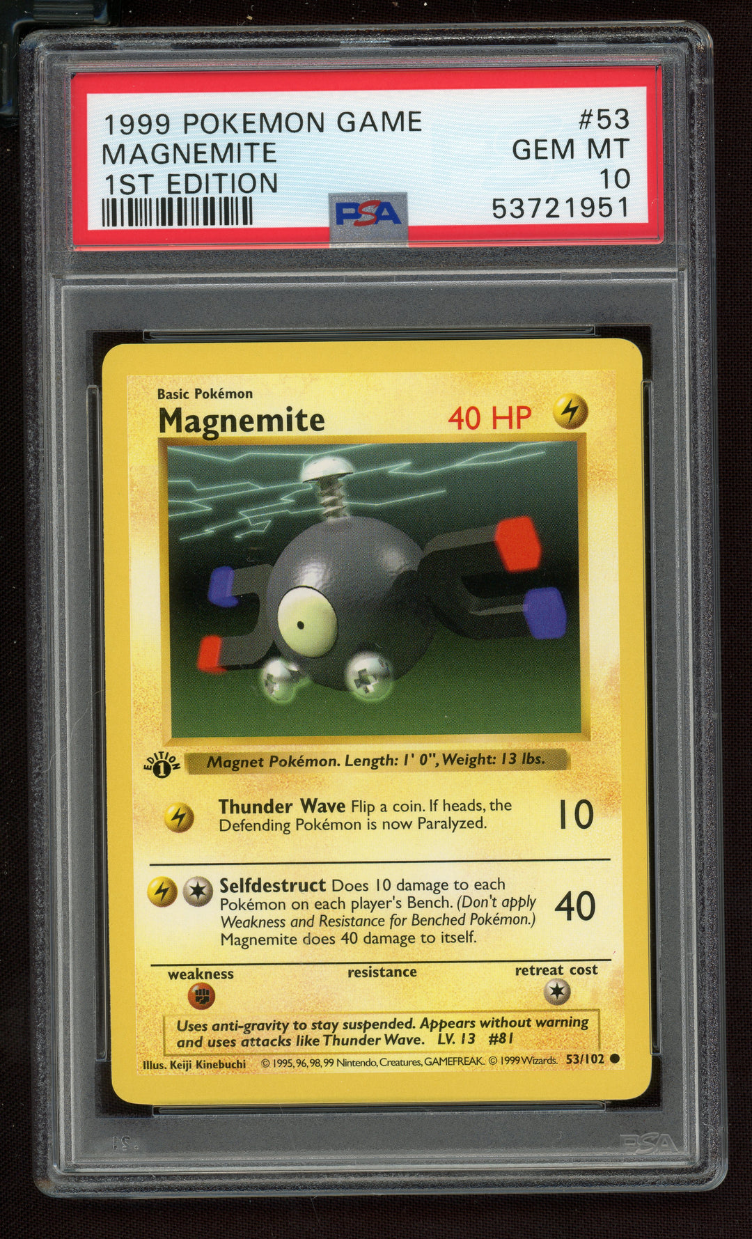 Magnemite PSA 10 (Shadowless 1st Edition)