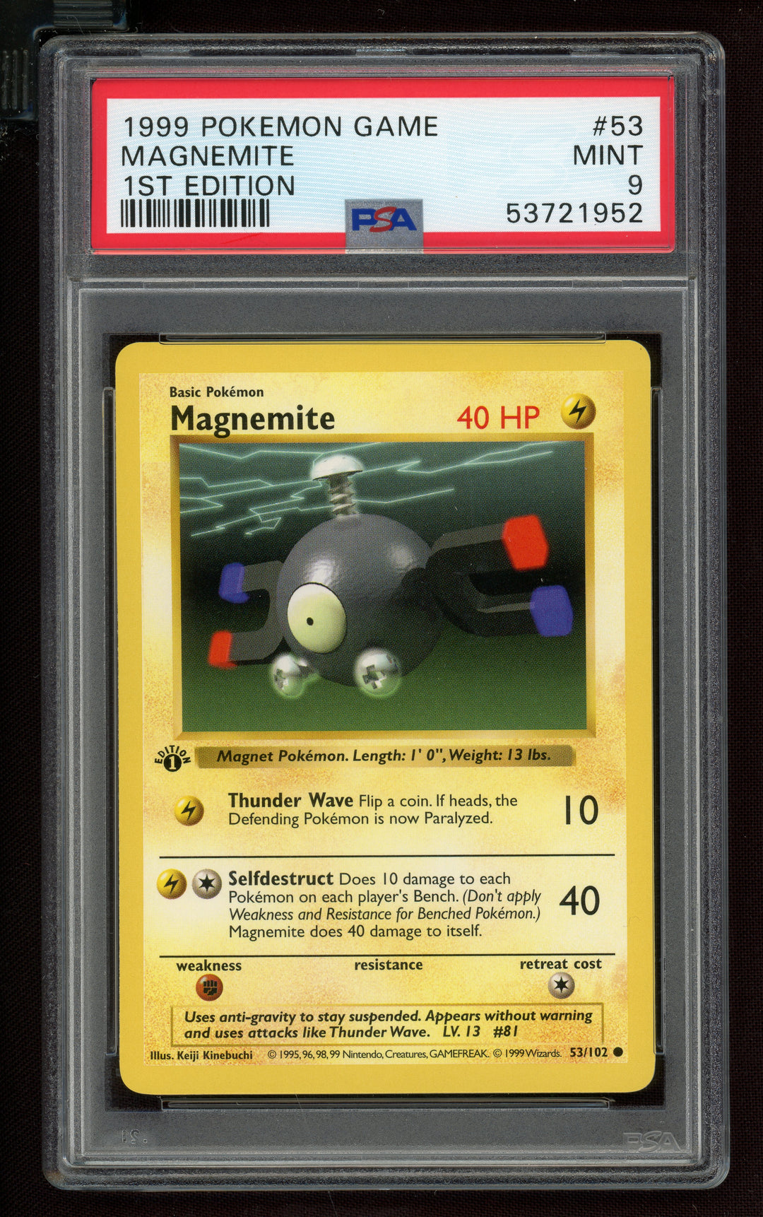 Magnemite PSA 9 (Shadowless 1st Edition)