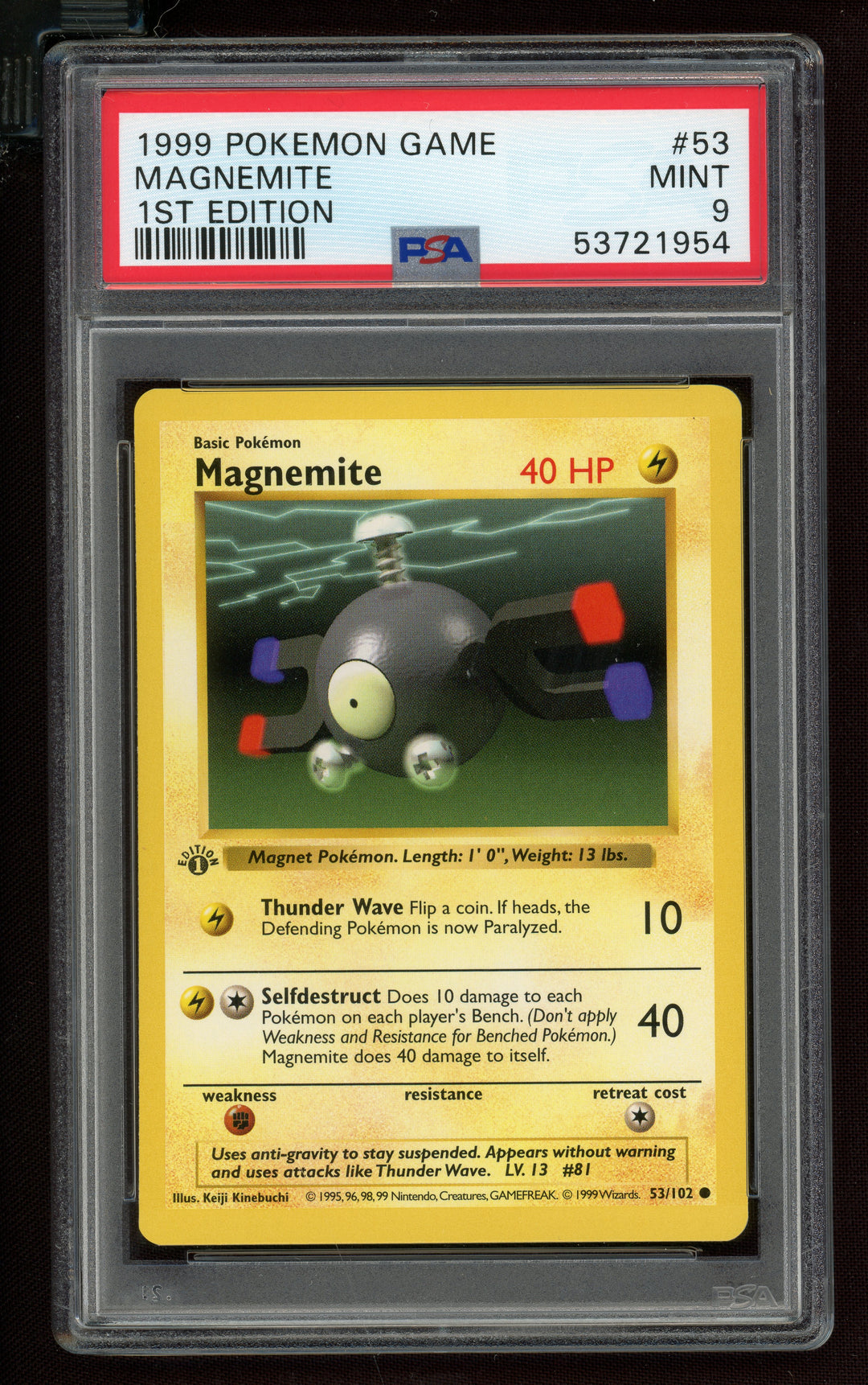 Magnemite PSA 9 (Shadowless 1st Edition)