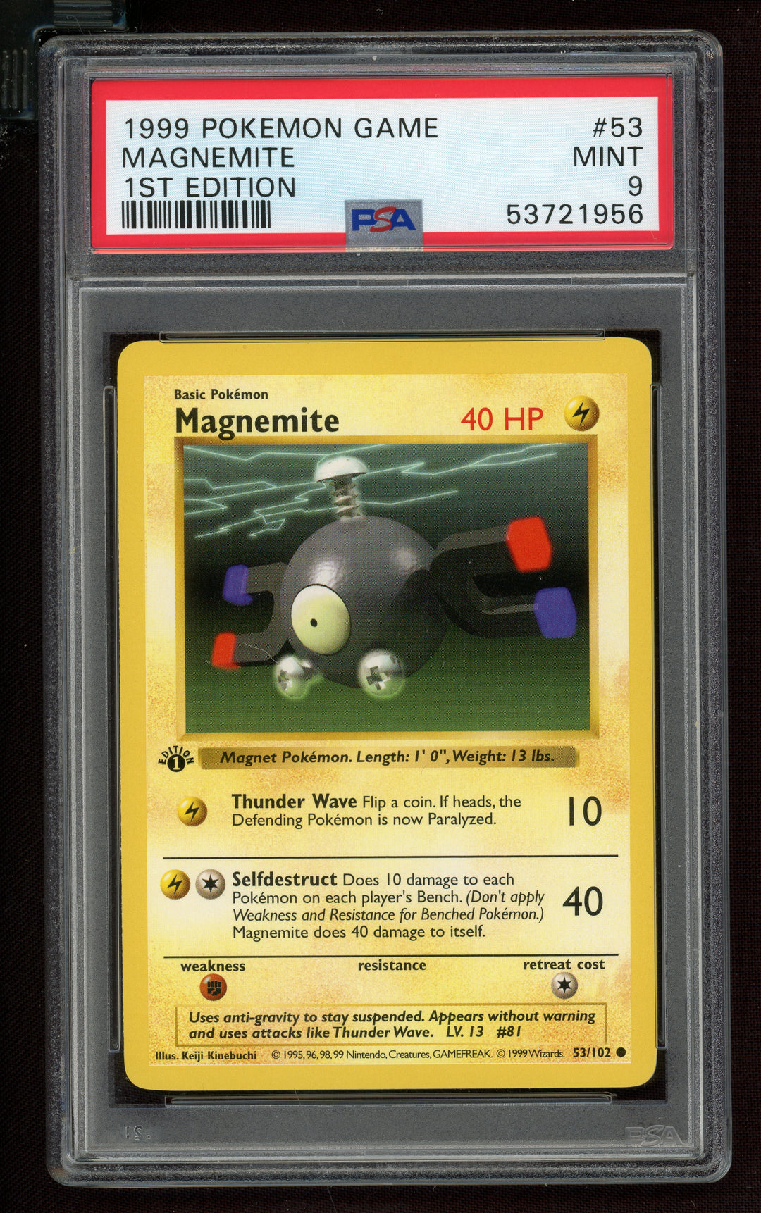 Magnemite PSA 9 (Shadowless 1st Edition)