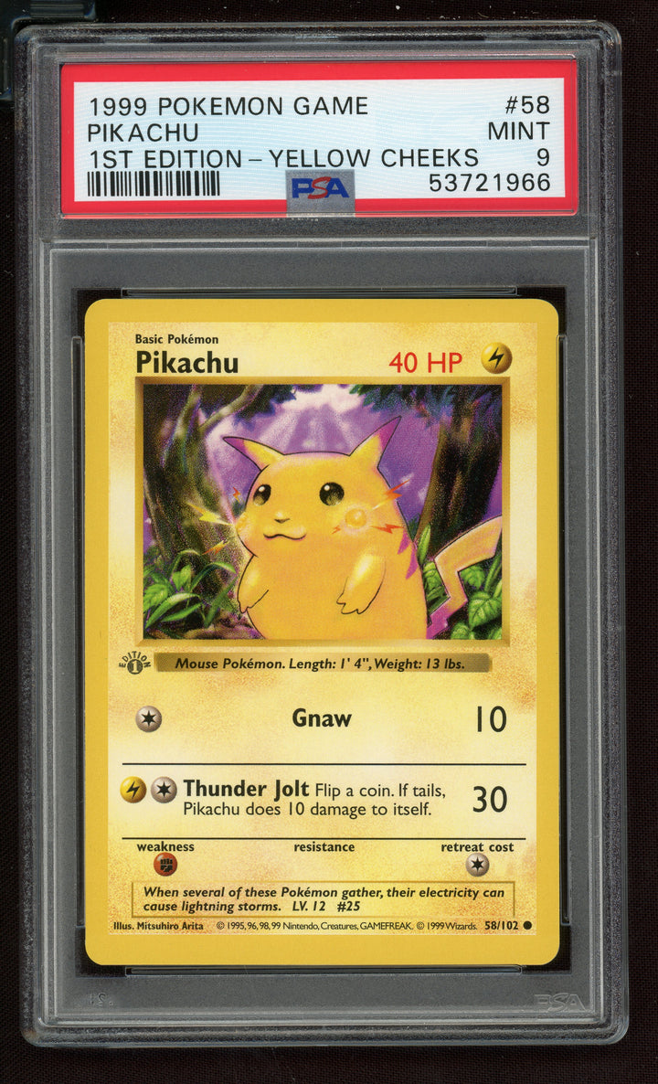 Pikachu PSA 9 (Shadowless 1st Edition)