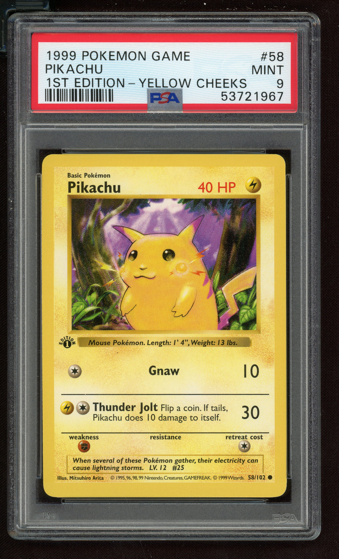 Pikachu PSA 9 (Shadowless 1st Edition)