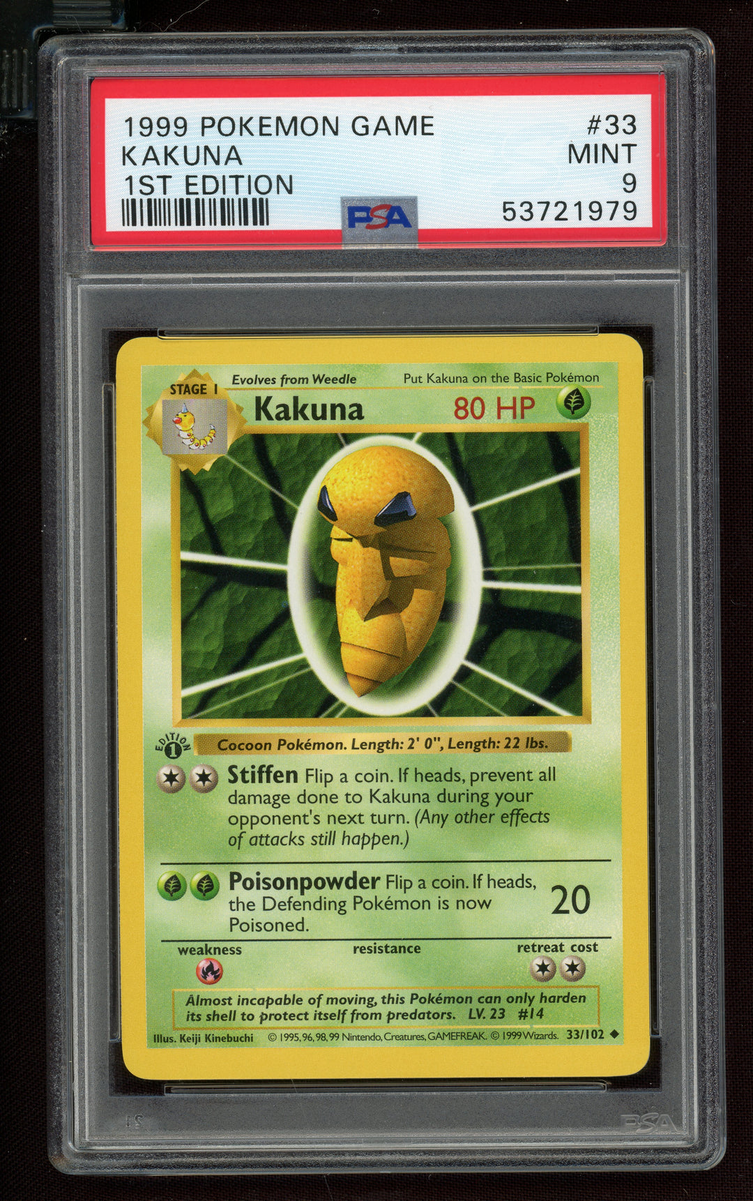 Kakuna PSA 9 (Shadowless 1st Edition)