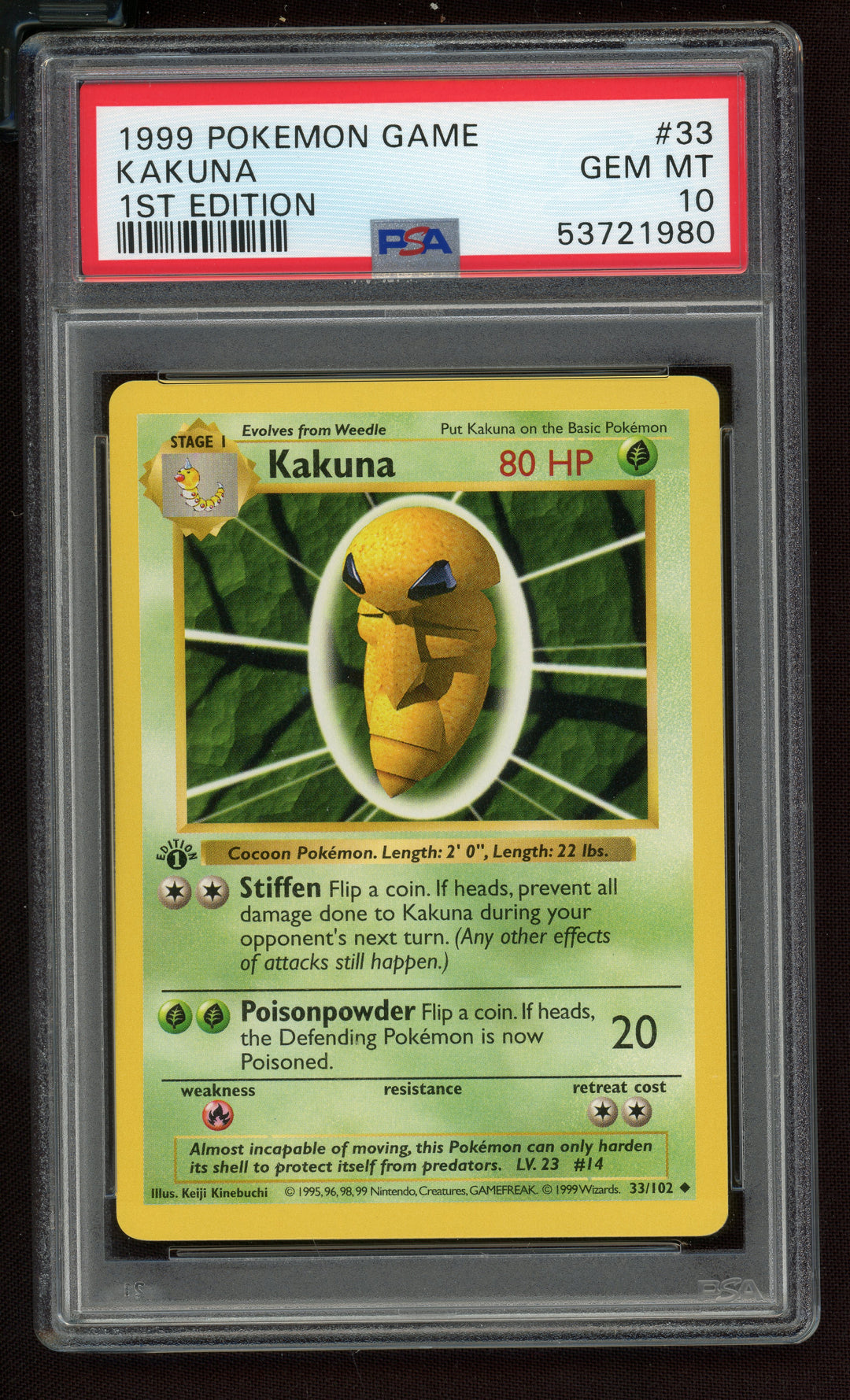 Kakuna PSA 10 (Shadowless 1st Edition)