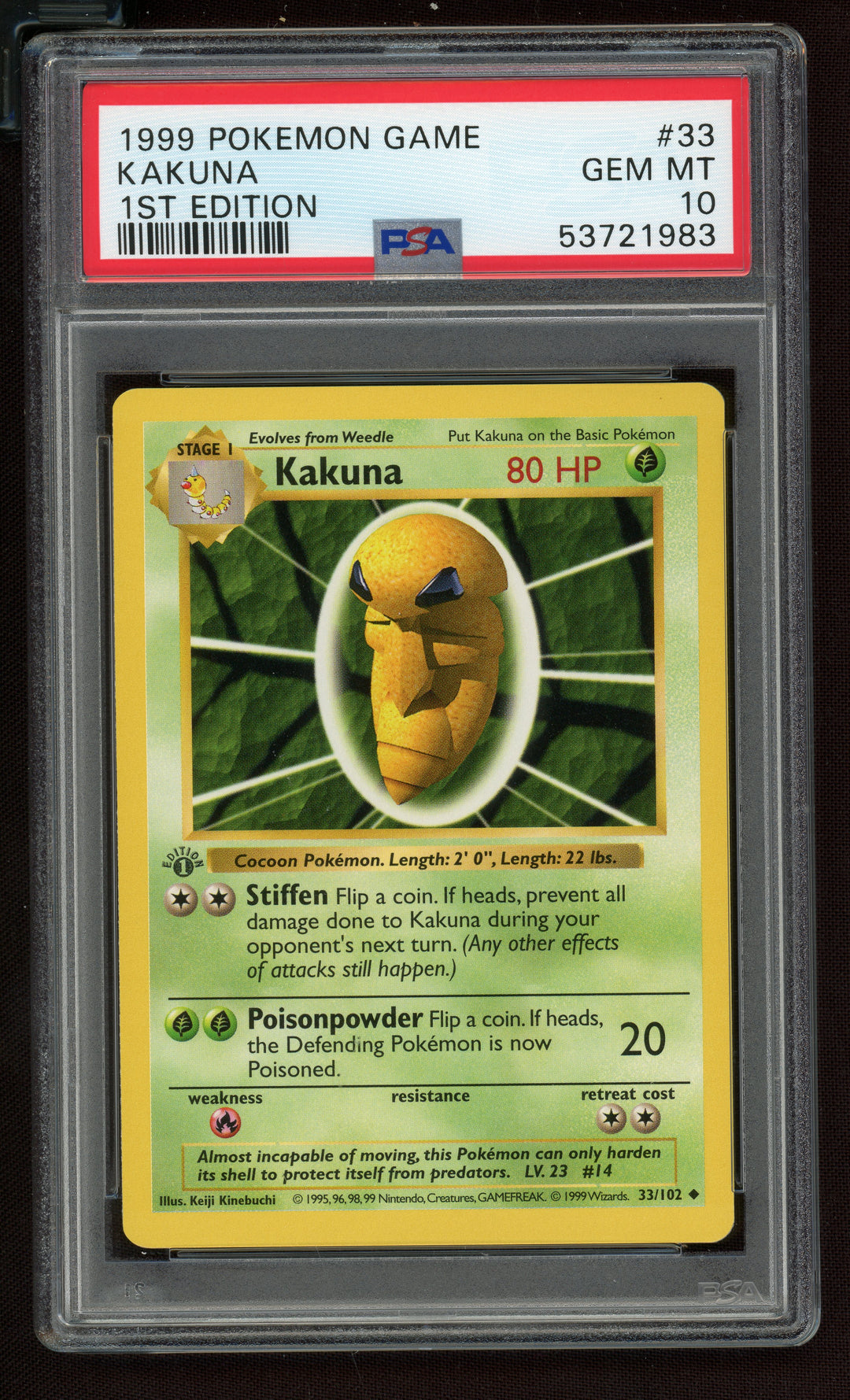 Kakuna PSA 10 (Shadowless 1st Edition)