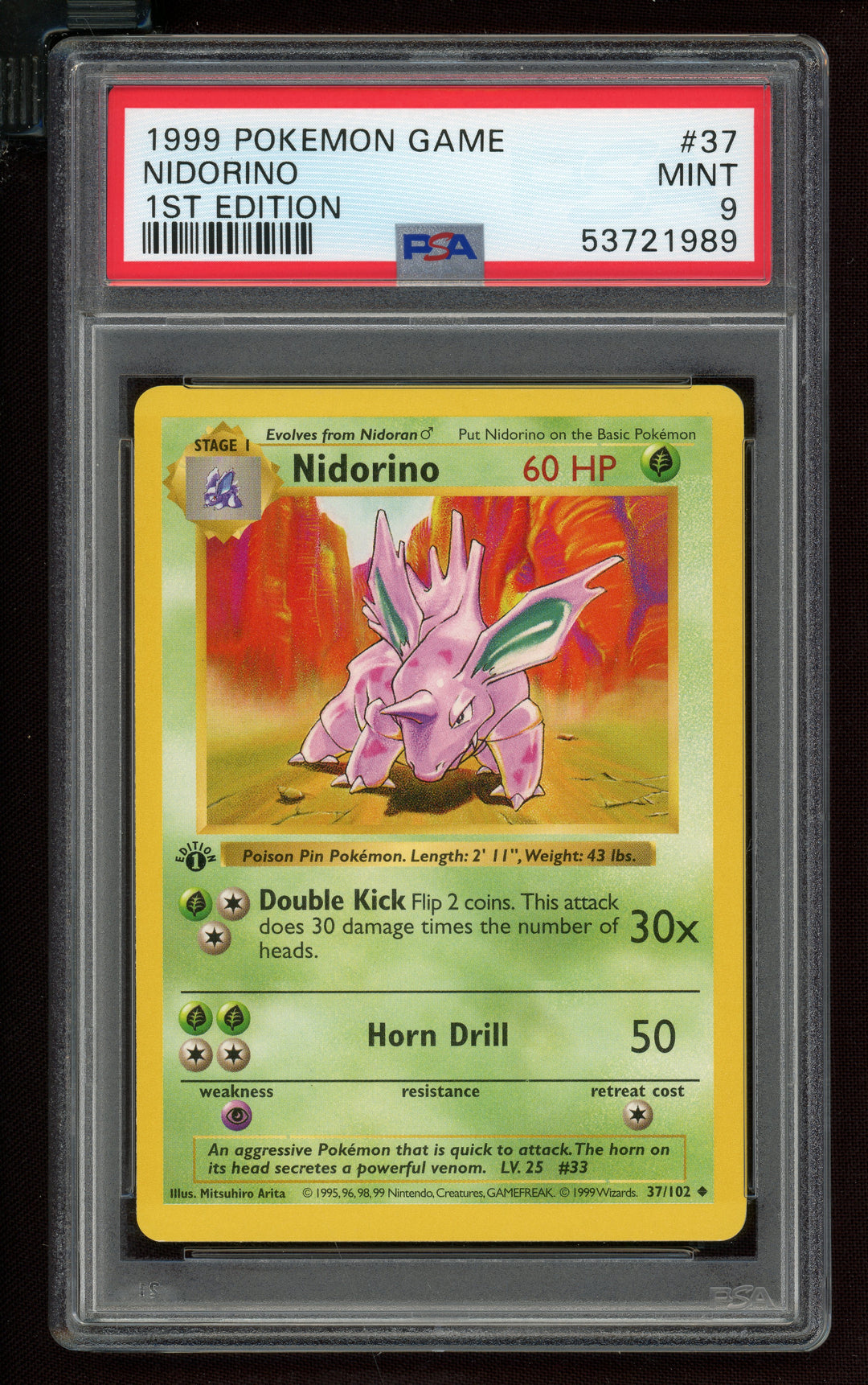 Nidorino PSA 9 (Shadowless 1st Edition)