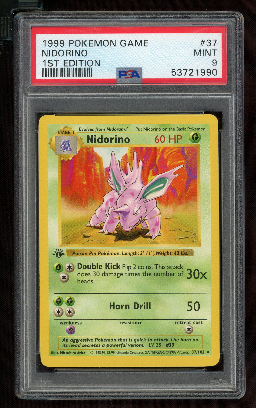 Nidorino PSA 9 (Shadowless 1st Edition)