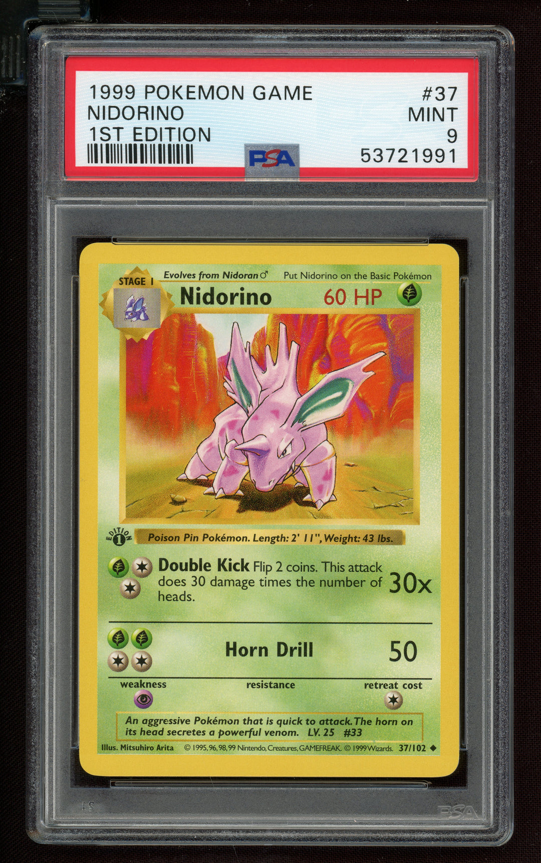 Nidorino PSA 9 (Shadowless 1st Edition)