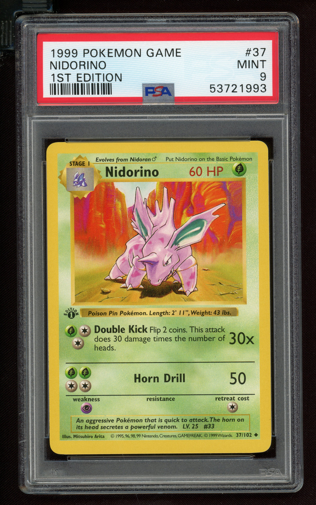 Nidorino PSA 9 (Shadowless 1st Edition)