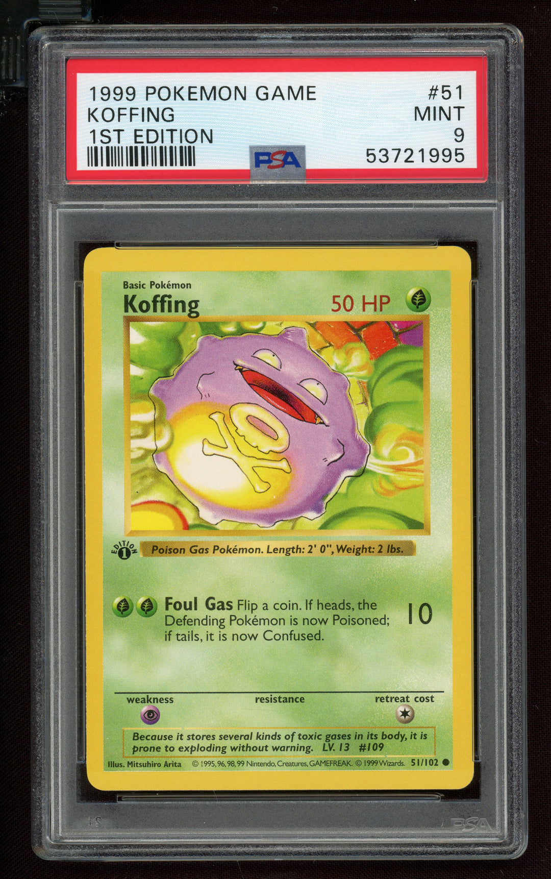 Koffing PSA 9 (Shadowless 1st Edition)