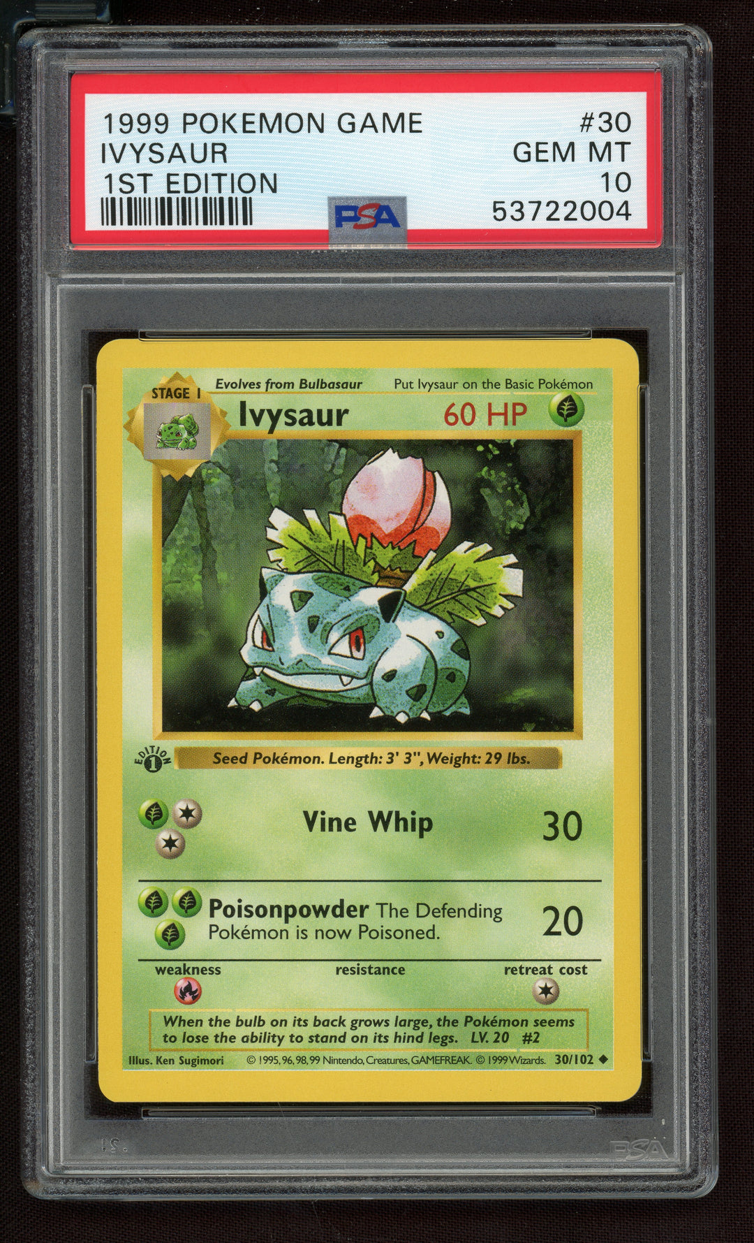 Ivysaur PSA 10 (Shadowless 1st Edition)