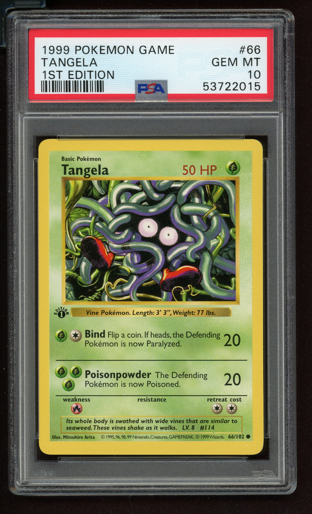 Tangela PSA 10 (Shadowless 1st Edition)