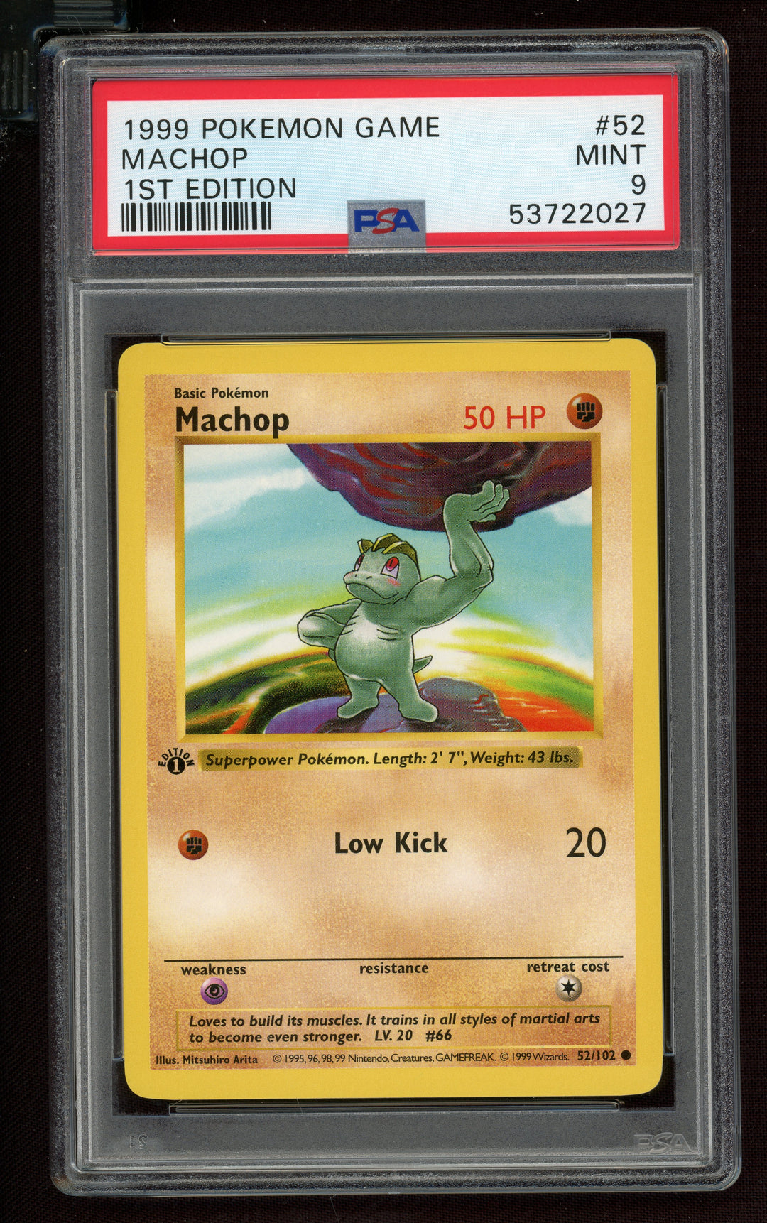 Machop PSA 9 (Shadowless 1st Edition)