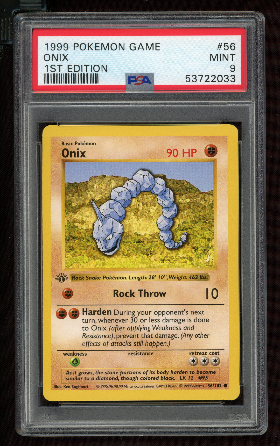 Onix PSA 9 (Shadowless 1st Edition)