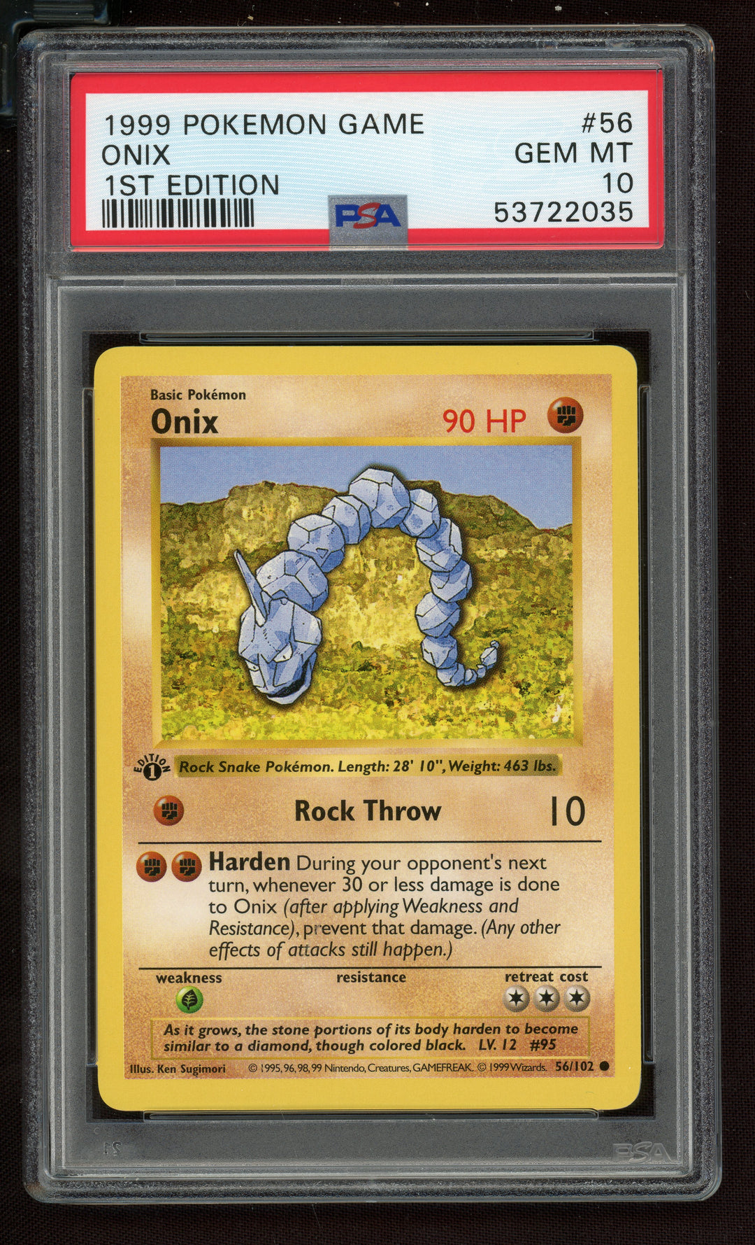 Onix PSA 10 (Shadowless 1st Edition)