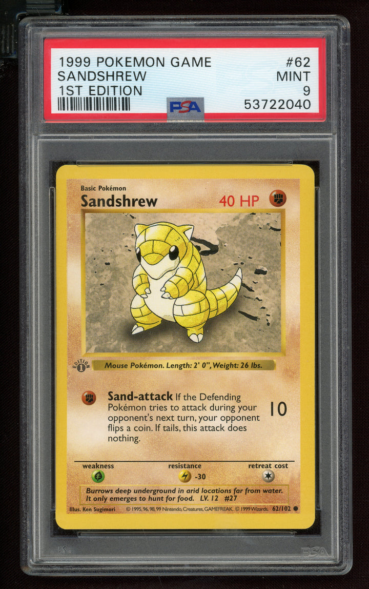 Sandshrew PSA 9 (Shadowless 1st Edition)