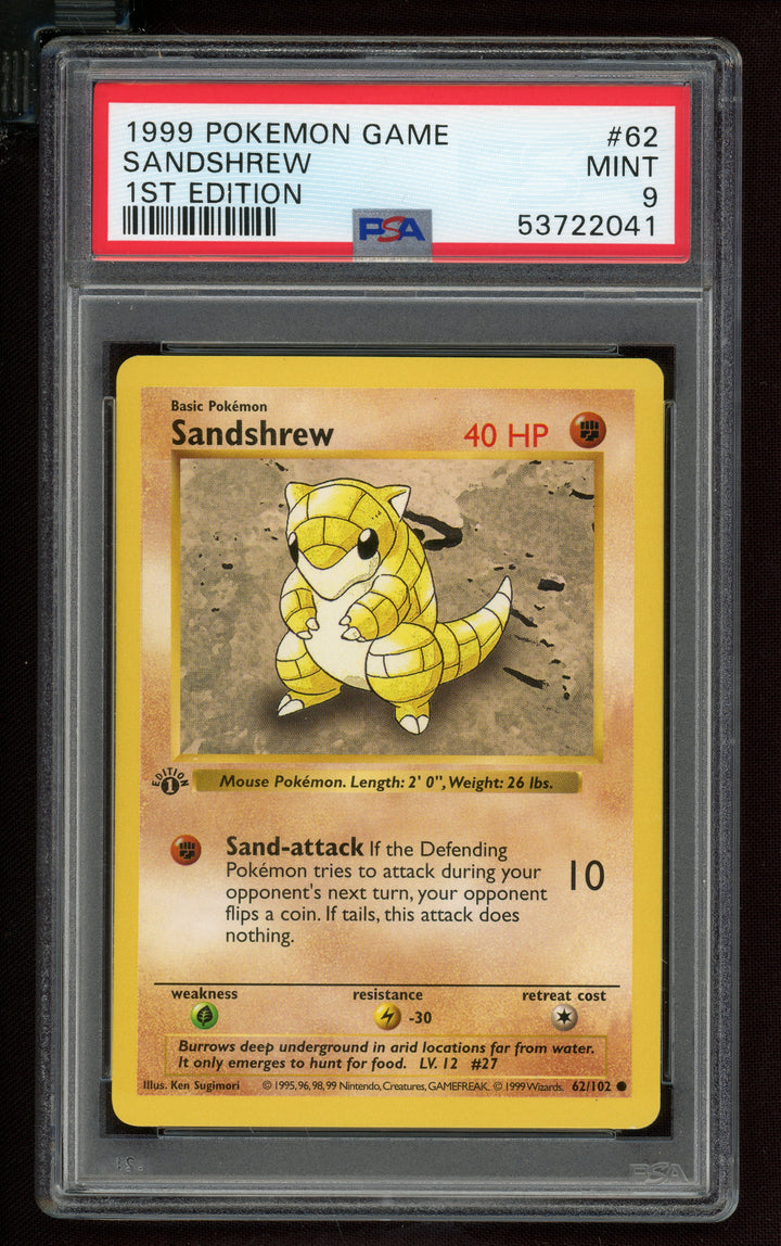 Sandshrew PSA 9 (Shadowless 1st Edition)