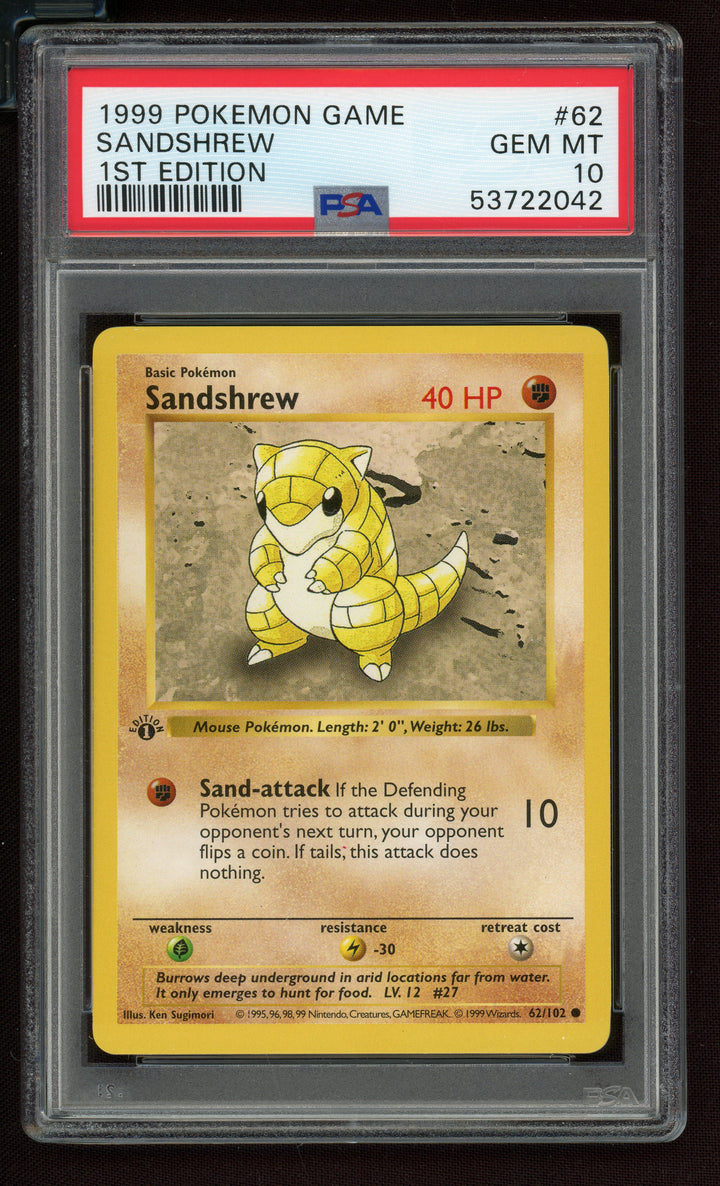 Sandshrew PSA 10 (Shadowless 1st Edition)