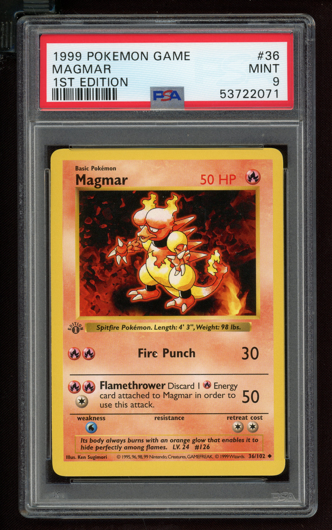 Magmar PSA 9 (Shadowless 1st Edition)