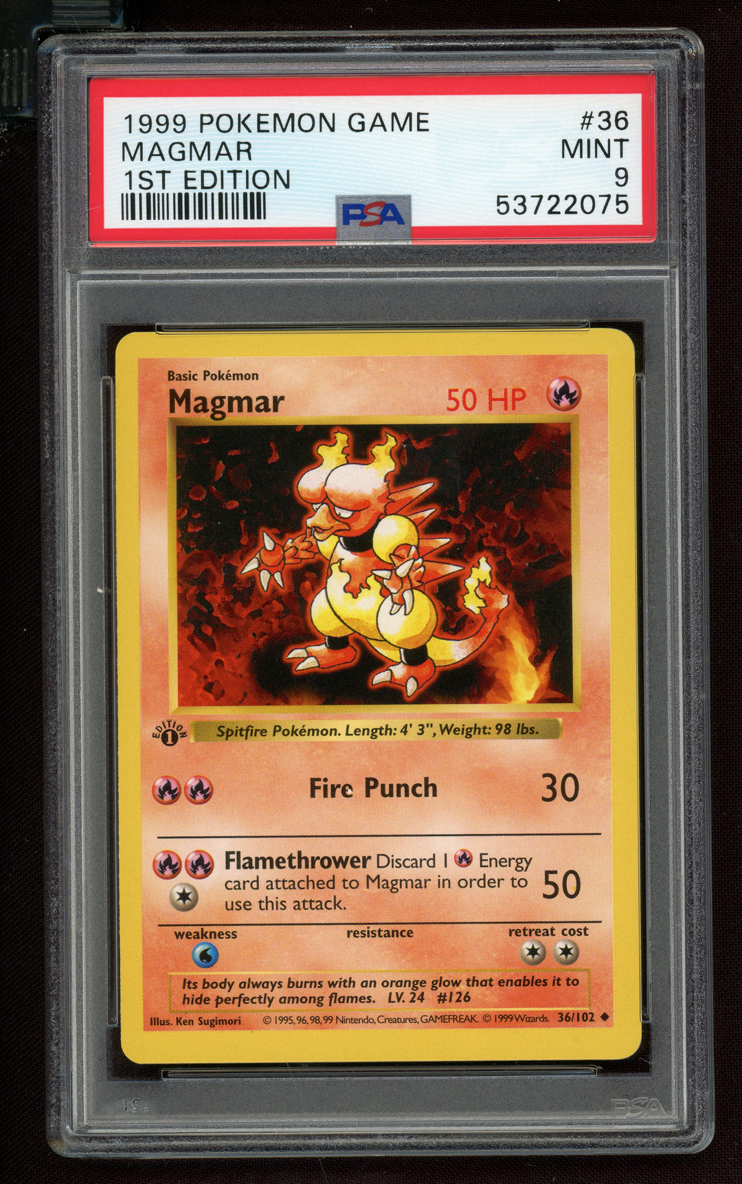 Magmar PSA 9 (Shadowless 1st Edition)