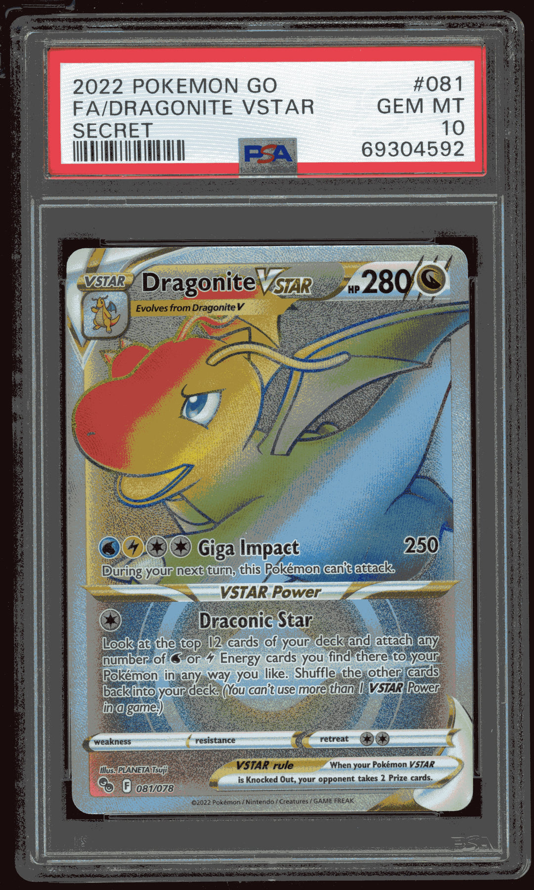 Dragonite Vstar PSA 10 (Secret Pokémon GO)