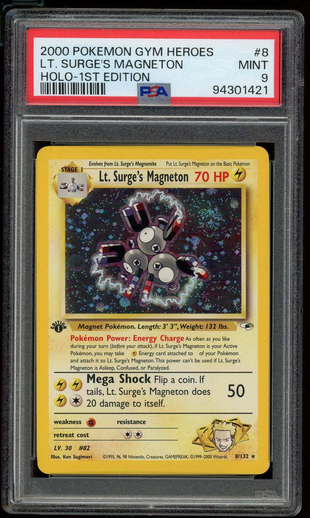 Lt. Surge's Magneton PSA 9 (1st Edition Gym Heroes)